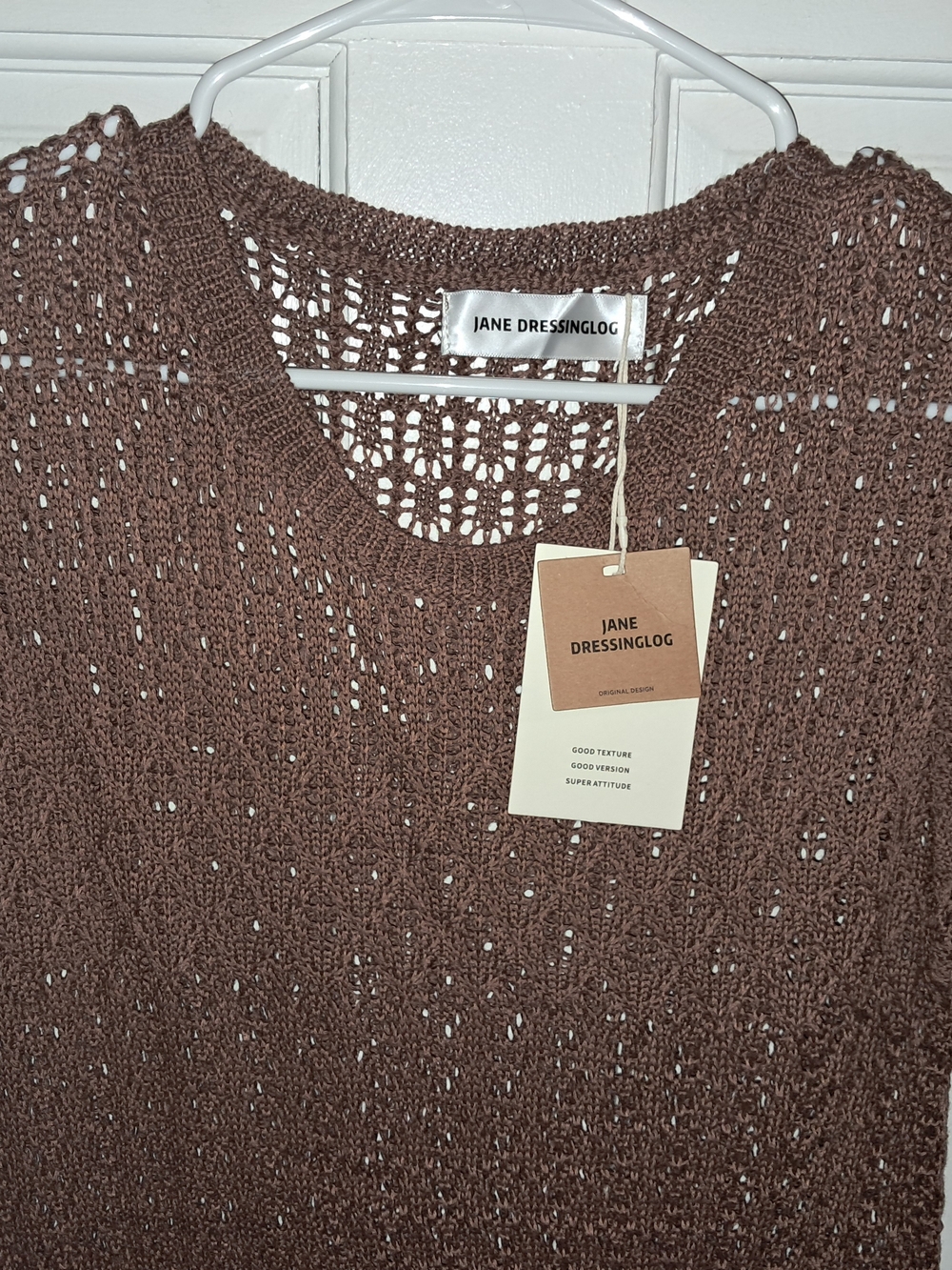 Women’s Brown Crochet Midi Dress - Jane Dressinglog - Picture 2 of 6
